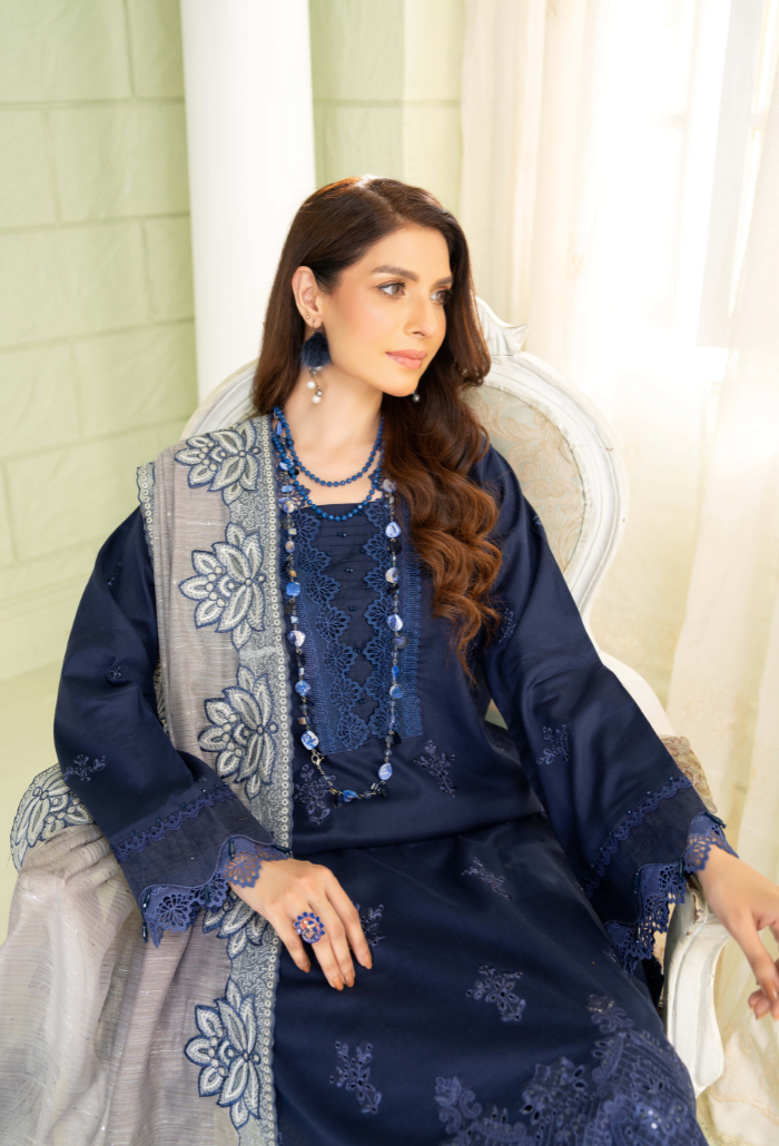 Baad e Baharaan By Humdum Unstitched 3 Piece Emb Lawn Collection'2024-D-03