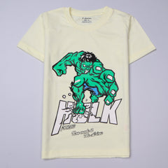 Kjunction Boys Half Sleeves-Printed T-Shirt (Hulk)