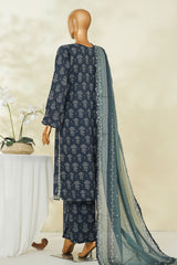 Bin Saeed Stitched 3 Piece Exclusive Printed Lawn Vol-04 Suit-LSM-2825-BLUE