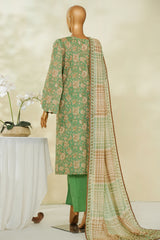 Bin Saeed Stitched 3 Piece Exclusive Printed Lawn Vol-04 Suit-LSM-2842-Green
