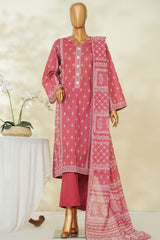 Bin Saeed Stitched 3 Piece Exclusive Printed Lawn Vol-04 Suit-LSM-2853-PINK