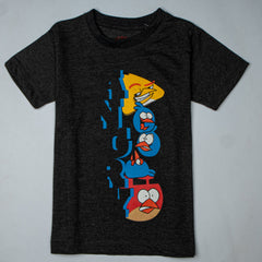 Kjunction Boys Half Sleeves-Printed T-Shirt Charcoal (Angry-Bird)