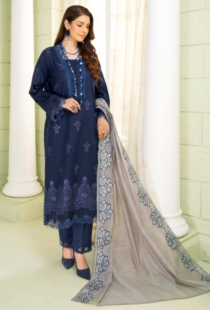 Baad e Baharaan By Humdum Unstitched 3 Piece Emb Lawn Collection'2024-D-03