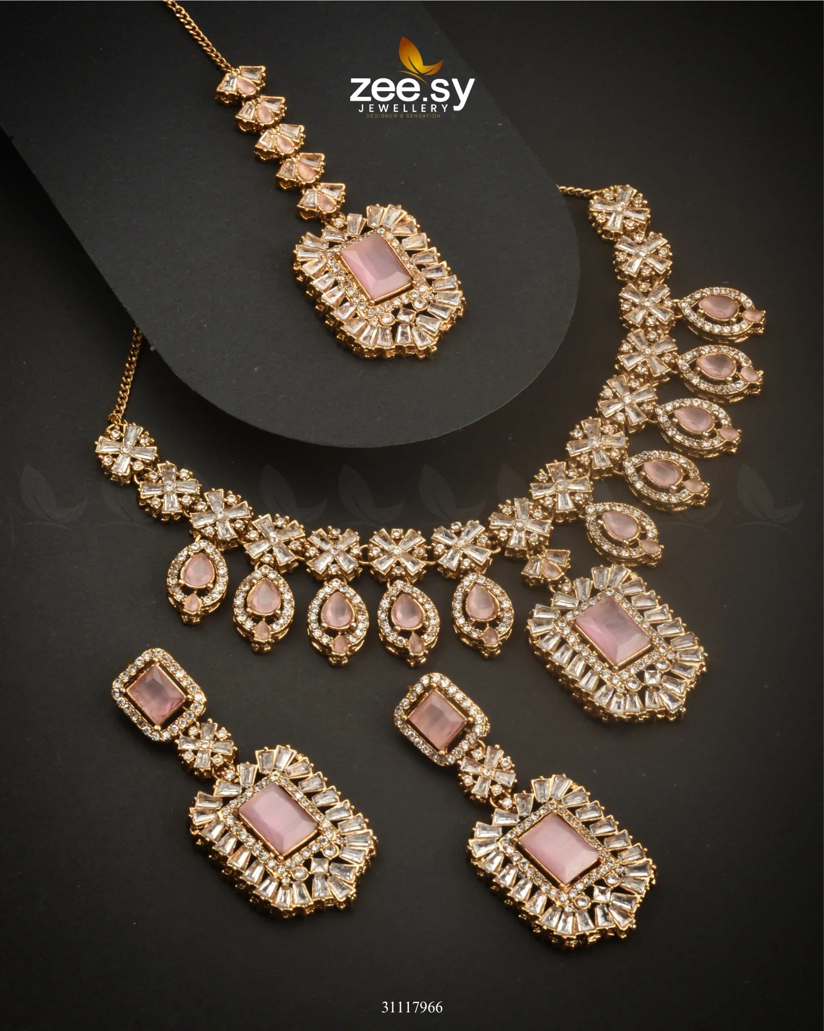 Wave Necklace Set Mint pink - Zeesy Jewellery