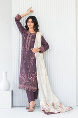 Abdar By Tawakkal Unstitched 3 Piece Emb Lawn Suit-D-2960