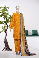 Bin Saeed Stitched 3 Piece Exclusive Printed Farshi Shalwar Vol-01 Suit-LSM-2984-YELLOW