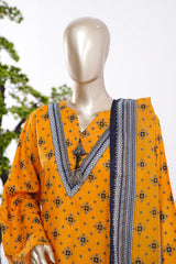 Bin Saeed Stitched 3 Piece Exclusive Printed Farshi Shalwar Vol-01 Suit-LSM-2984-YELLOW