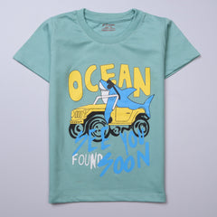 Kjunction Boys Half Sleeves-Printed T-Shirt (Ocean)