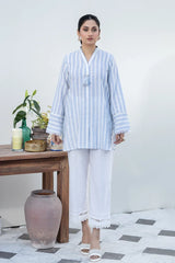 Everyday Edit By La Rosaa Stitched Vol-01 Collection'2024-LEE-24-02 White & Blue -  1Pc