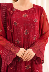 Zouj Unstitched 3 Piece Luxe Chiffon Edit Collection'2025-Maroon Scarlet