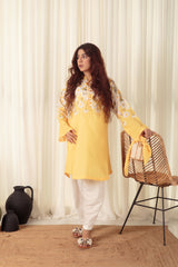 Zaman By MNM Stitched 2 Piece Cotton Lawn Collection-Canary