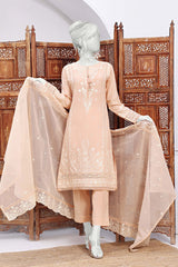 Hz Festive Fusion Stitched 3 Piece Emb Series Vol-01 Collection'2023-02-B-Light Peach
