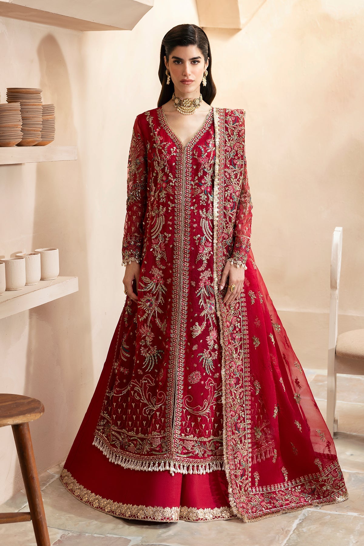 Clay & Coture by Emaan Adeel Unstitched 3 Piece Luxury Formals Collection CC-02-CARMINE