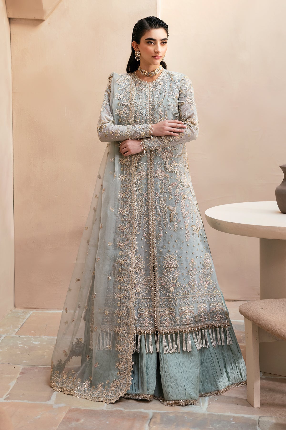 Clay & Coture by Emaan Adeel Unstitched 3 Piece Luxury Formals Collection CC-08-SILVELLA