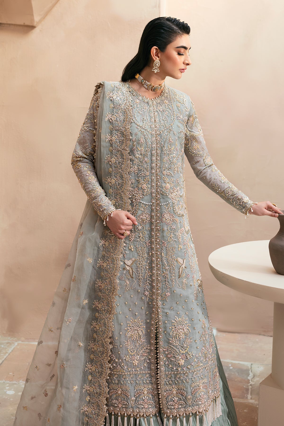 Clay & Coture by Emaan Adeel Unstitched 3 Piece Luxury Formals Collection CC-08-SILVELLA