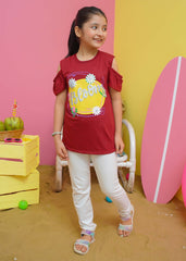 Modest Stitched Summer Kids Collection'2024-Bloom Graphic Tee - Maroon