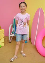 Modest Stitched Summer Kids Collection'2024-Ice Cream Graphic Tee - Pink