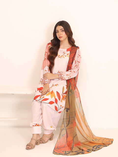 Floret By Nazmina Premium Swiss Lawn Collection'2025-Blushing Horizon (LD-17)