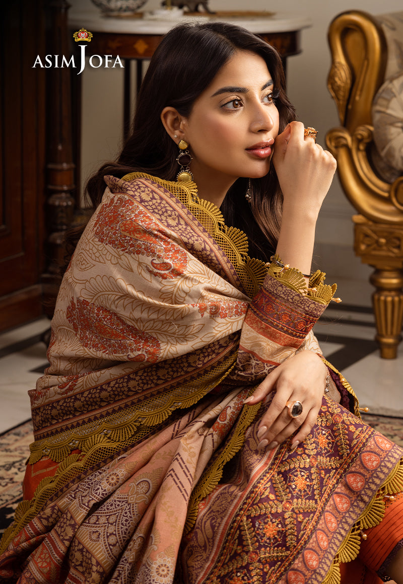 Asim Jofa Aira & Asra Pret Ajiwp-12 Embroidered Khaddar Stitched 3 Pcs