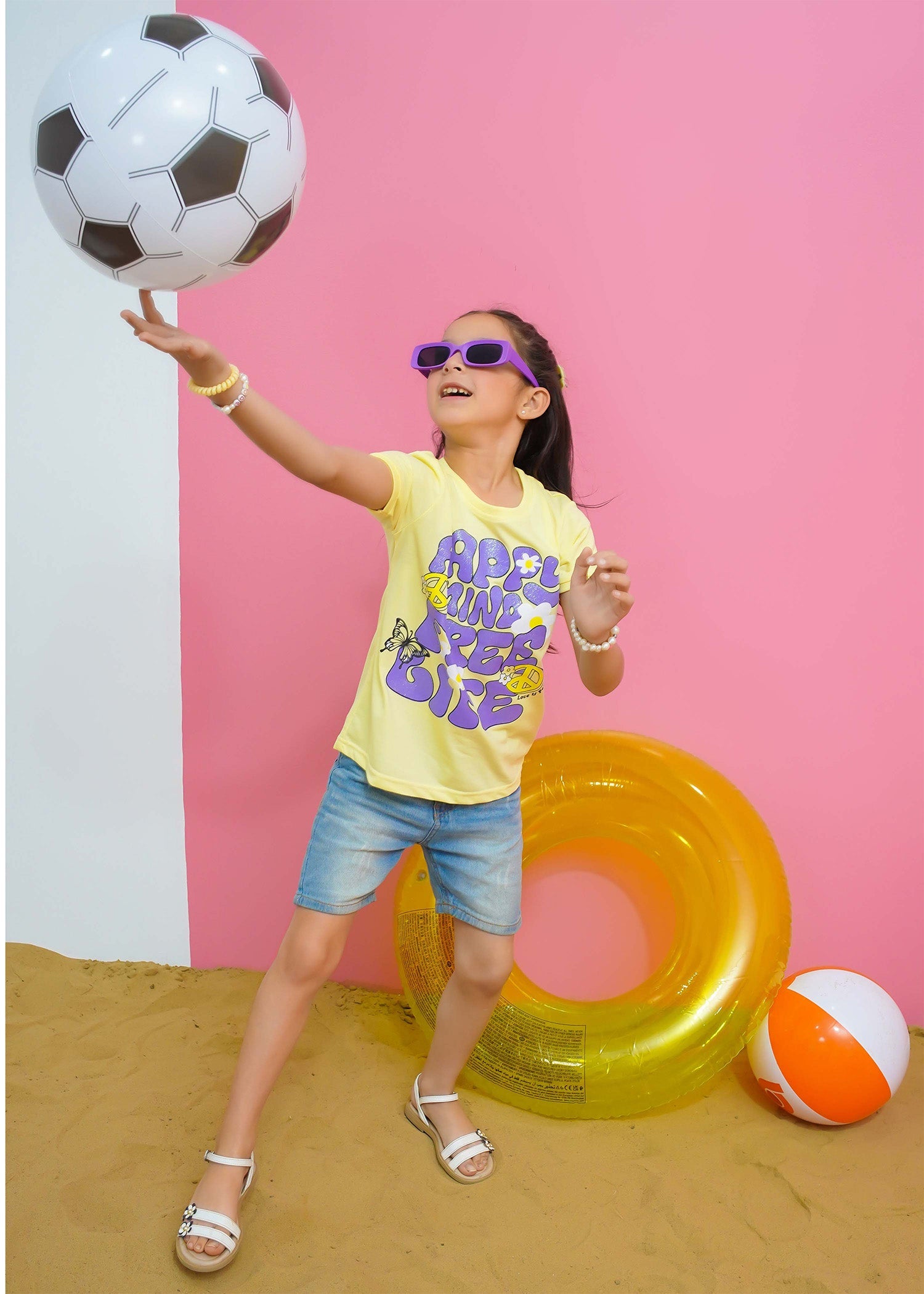 Modest Stitched Summer Kids Collection'2024-Happy Life Graphic Tee - Lime