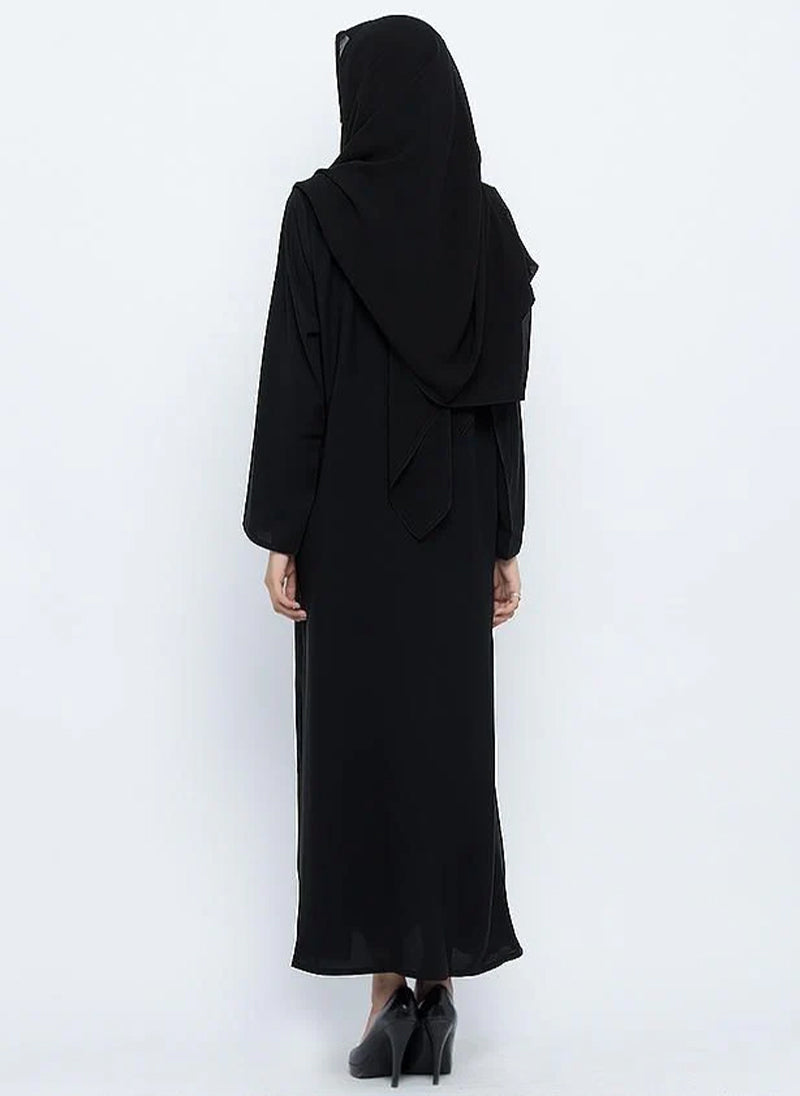 Hijab Ul Hareem Circular Collar Black Stylish Abaya 0117-P