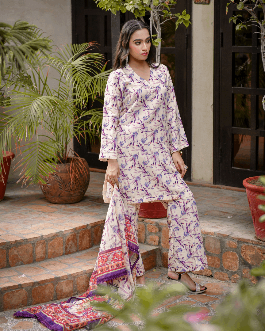 Florals & Printed By Hadar Official Stitched 3 Piece Lawn Collection-Lyra - 3 PC printed