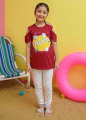 Modest Stitched Summer Kids Collection'2024-Bloom Graphic Tee - Maroon