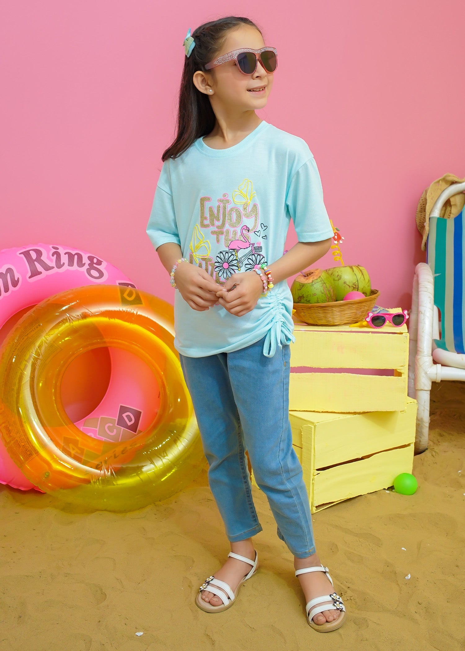 Modest Stitched Summer Kids Collection'2024-Girls Trendy Summer Tee