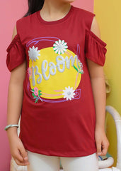 Modest Stitched Summer Kids Collection'2024-Bloom Graphic Tee - Maroon