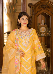 Manzar By Al Harir Stitched 3 Piece Summer Suit-AH003-Manzar-Yellow