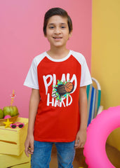 Modest Stitched Summer Kids Collection'2024-Basket Ball Graphic Tee - Red