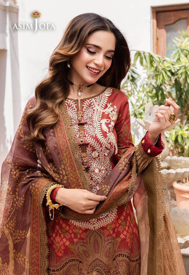 Asim Jofa Rania Pre-Winter '23 Ajrw-01 Embroidered Premium Winter Cotton 3 Pcs