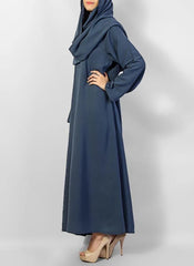Hijab Ul Hareem Designed Blue Pull Over Georgette Abaya 0120-P