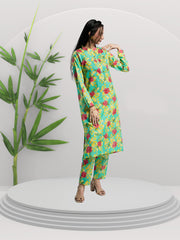 Ahlam Soft Cambric Stitched-Seafoam Co-ord Set Collection'2024