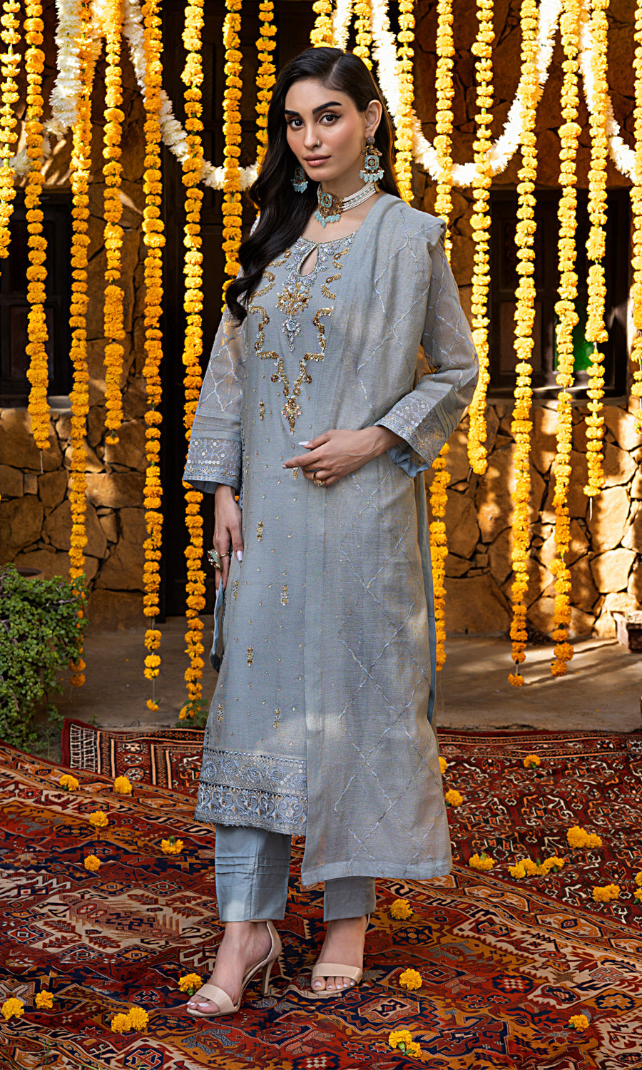 Shamooz Stitched 3 Piece Formals Collection'2025-Dusty Grey SEM-0763