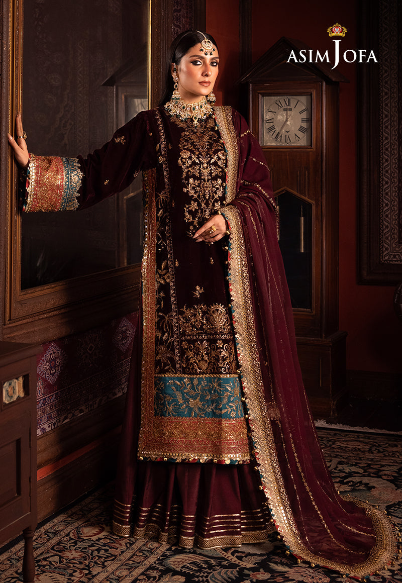 Asim Jofa Designers Limited Edition Ajmmd-09 Embroidered Velvet 3 Pcs