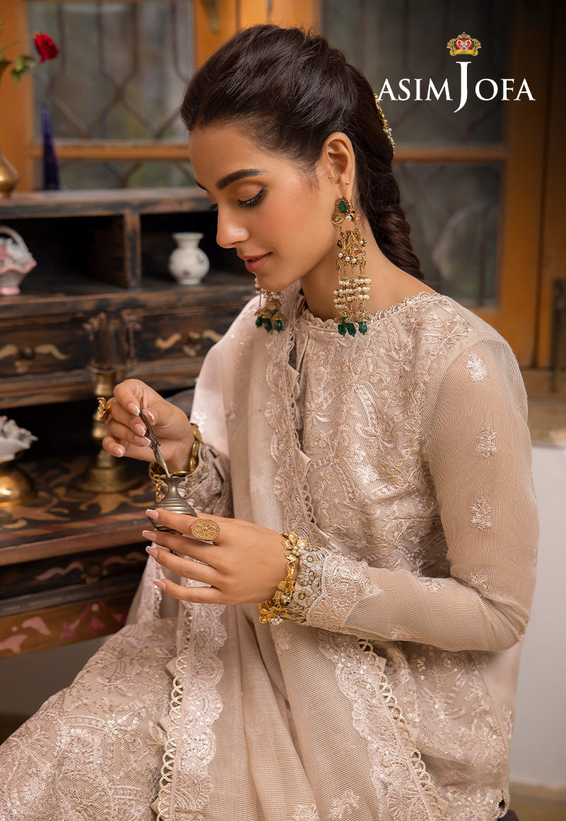 Asim Jofa Shadow Work '23 Ajsw-21 Embroidered Cotton Net 3 Pcs