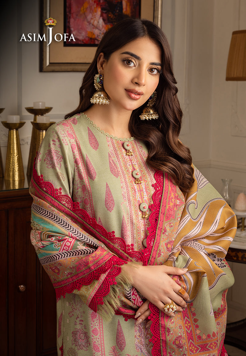 Asim Jofa Aira & Asra Pret Ajiwp-08 Embroidered Karandi Stitched 3 Pcs