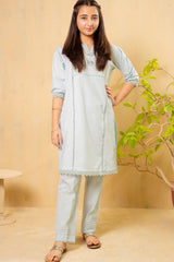 Trendy chambray cotton 2-piece suits & co-ord sets for girls! Lightweight, stylish & perfect for parties or casual wear. 
