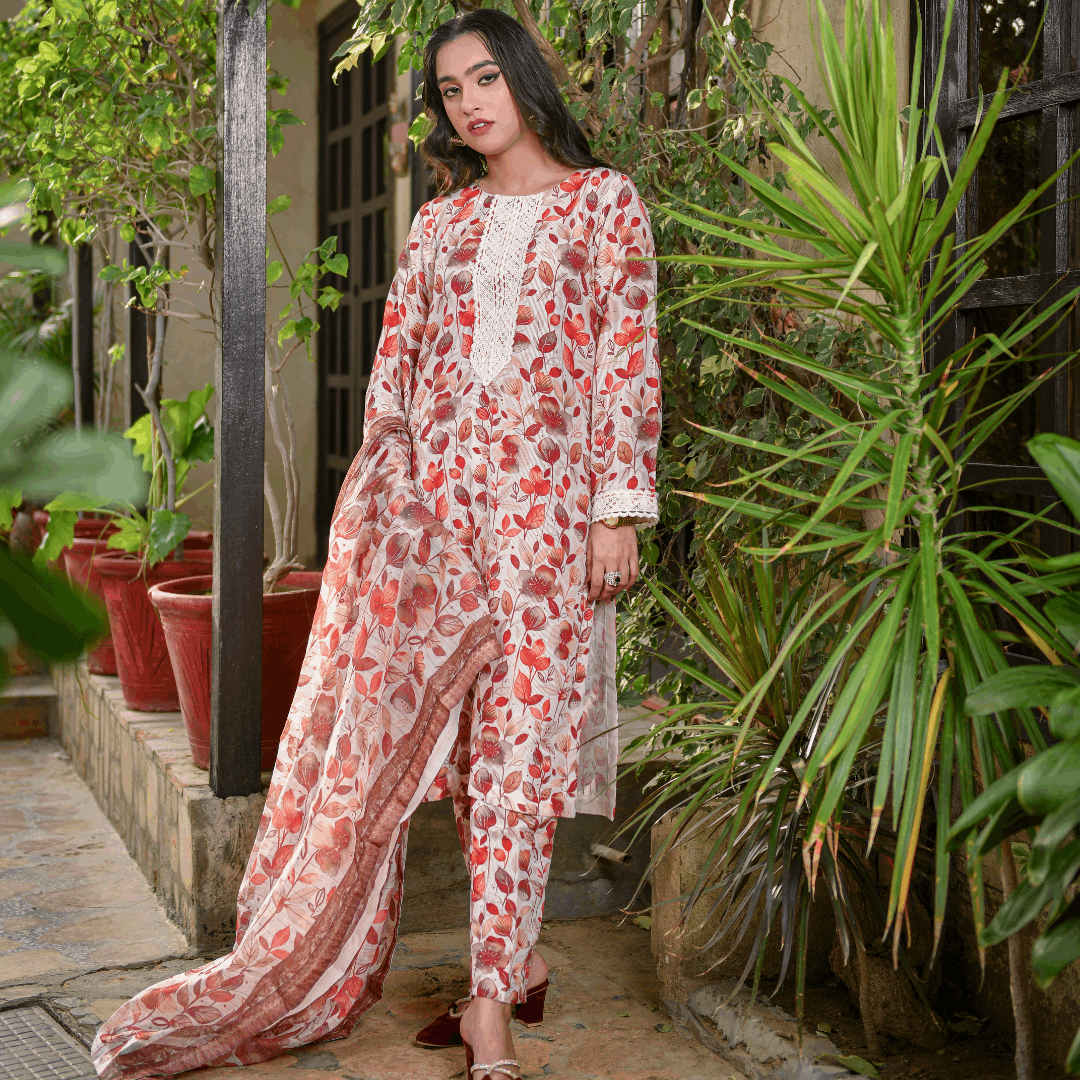 Florals & Printed By Hadar Official Stitched 3 Piece Lawn Collection-Ivy - 3 PC printed