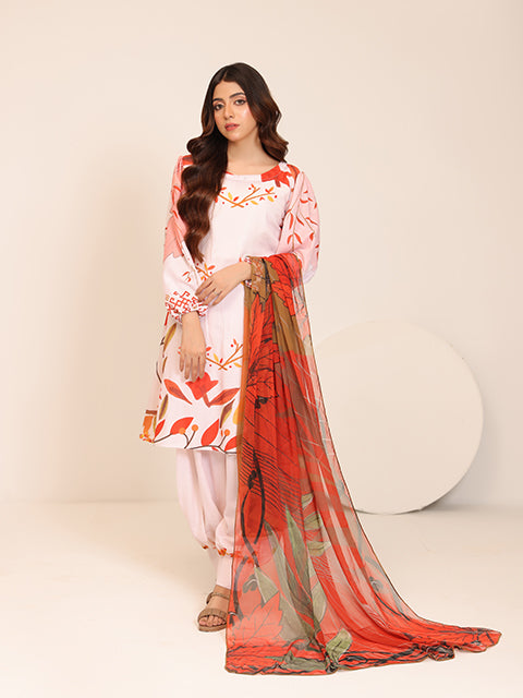 Floret By Nazmina Premium Swiss Lawn Collection'2025-Blushing Horizon (LD-17)