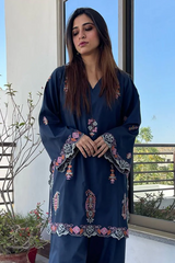 Urban Cut 2 Piece Cotton Satin Embroidered Co- Ord Set with Farshi Shalwar