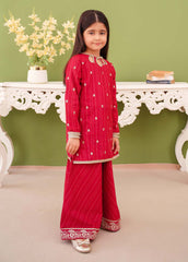 Modest Stitched 3 Piece Winter Edit Kids Collection'2025-3 Piece Pink Khaddar Embroidered Suit