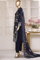 Bin Saeed Stitched 3 Piece Luxury Emb Lawn Vol-02 Suit-D-3011-BLACK
