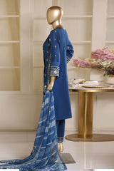 Bin Saeed Stitched 3 Piece Luxury Emb Lawn Vol-02 Suit-D-3018-BLUE