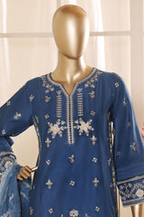 Bin Saeed Stitched 3 Piece Luxury Emb Lawn Vol-02 Suit-D-3018-BLUE