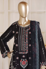 Bin Saeed Stitched 3 Piece Luxury Emb Lawn Vol-02 Suit-D-3019-BLACK