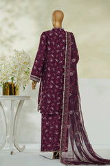 Bin Saeed Stitched 3 Piece Luxury Eid Festive With Flapper Suit-UA-3022-MAROON