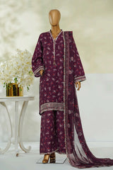 Bin Saeed Stitched 3 Piece Luxury Eid Festive With Flapper Suit-UA-3022-MAROON