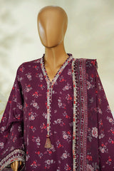 Bin Saeed Stitched 3 Piece Luxury Eid Festive With Flapper Suit-UA-3022-MAROON